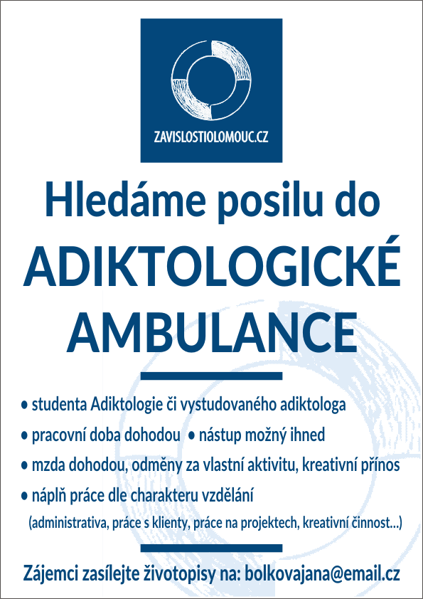 práce adiktologa – hledáme posilu do Adiktologické ambulance v Olomouci